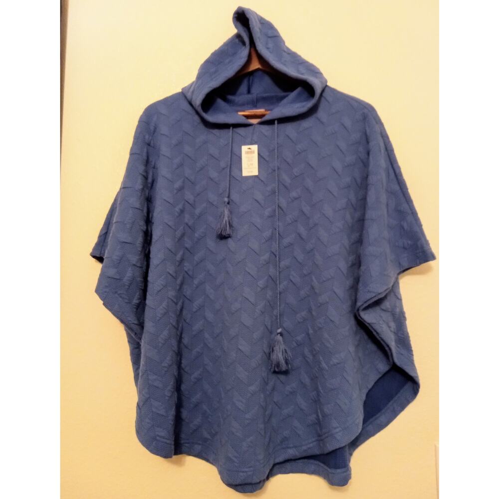 Chicos Quilted Poncho Hooded Chianti Poncho NWT Ocean Drop Boho Womens SZ S/M